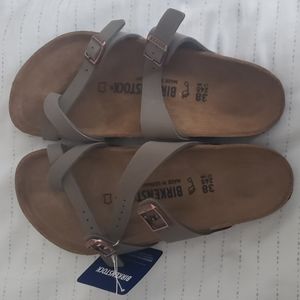 Birkenstock sandals in stone gray